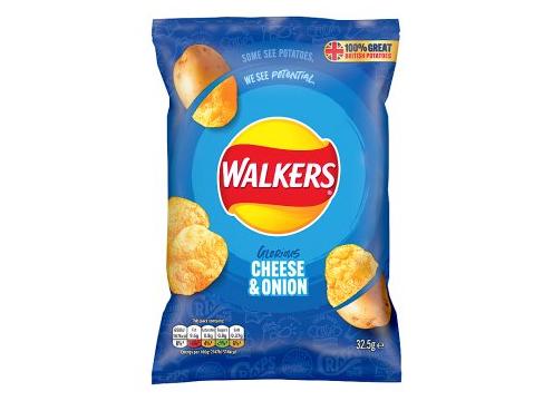 product image for Walkers Cheese and Onion Crisps 32.5g (BB 4/24)