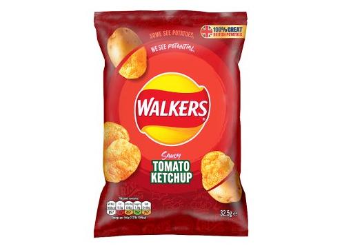 product image for Walkers Tomato Ketchup Crisps 32.5g (BB 2/24)