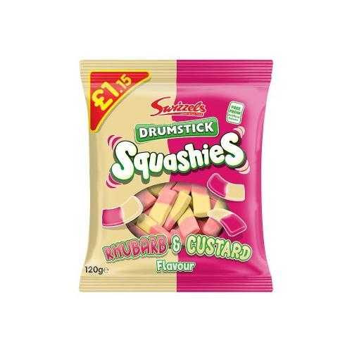 image of Swizzels Drumstick Squashies Rhubarb & Custard Flavour 120g