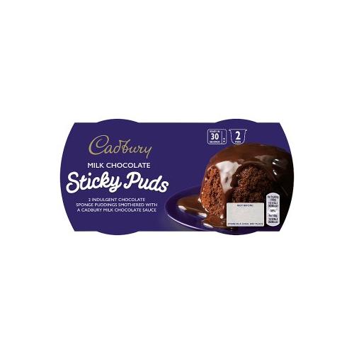 image of Cadbury Milk Chocolate Sticky Puds 2 x 95g (BB 3/24)