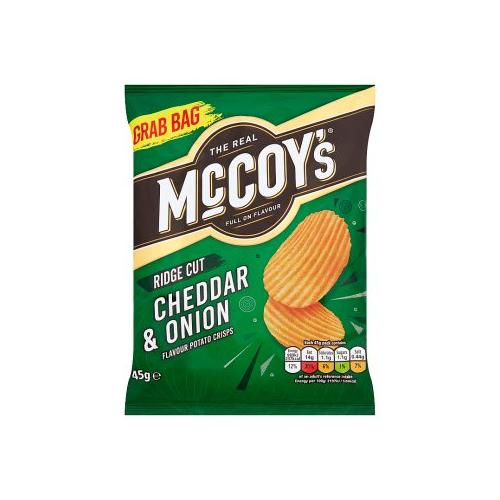 image of McCoy's­ Ridge Cut Cheddar & Onion Flavour Potato Crisps 45g (BB 3/24)