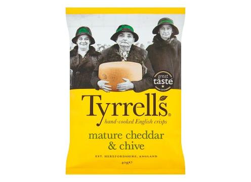 product image for Tyrrells Mature Cheddar & Chive Crisps 40g (BB 3/24)